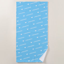 Sky Blue Wiederholung Name Script Heart Beach Hand Strandtuch