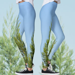 Sky Blueand Green Pines Fotografy Nature Chic Leggings