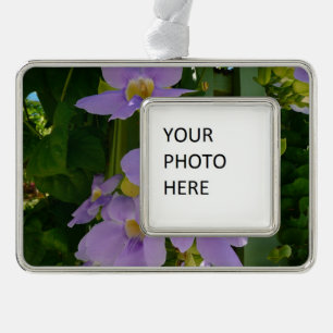 Sky Blume Tropischer Lila Blumen Rahmen-Ornament Silber