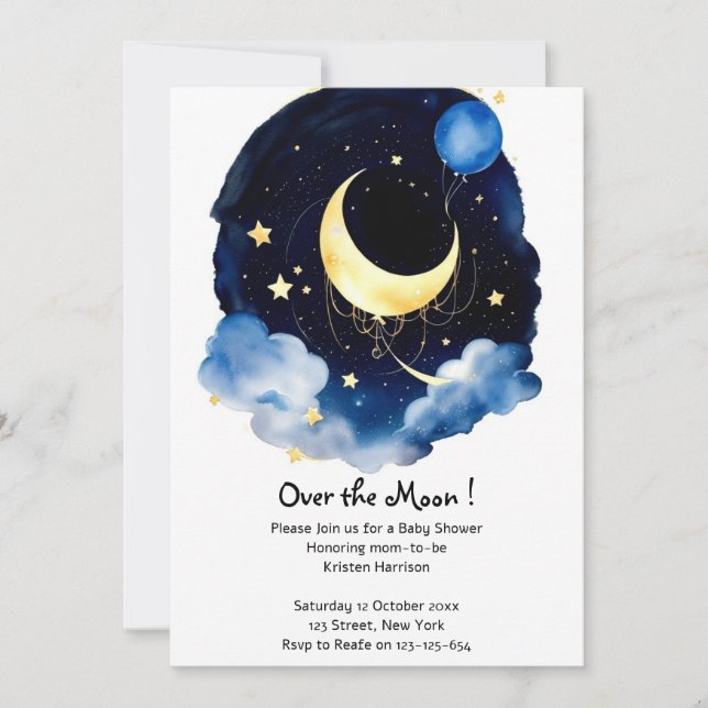 Sky Boy Baby Shower Celestial Dreams Einladung (Vorderseite)