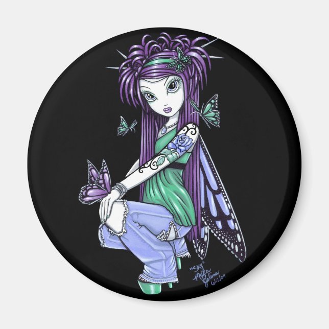 "Sky" Butterfly Rose Fairy Magnet (Vorne)