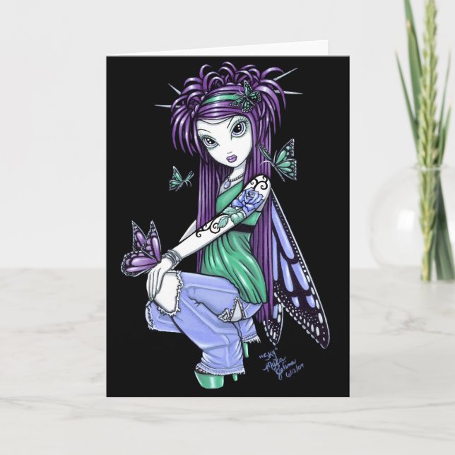 "Sky" Butterfly Rose Tattoo Fairy Card Karte (Vorderseite)