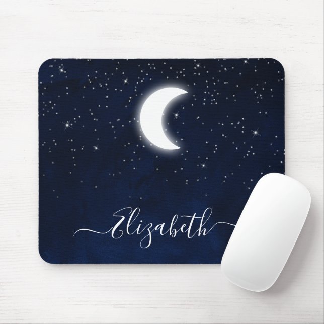Sky Celestial Moon Stars Mousepad (Mit Mouse)
