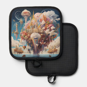 Sky City Potholder - Lebhafte Farben und Auftrieb Topflappen