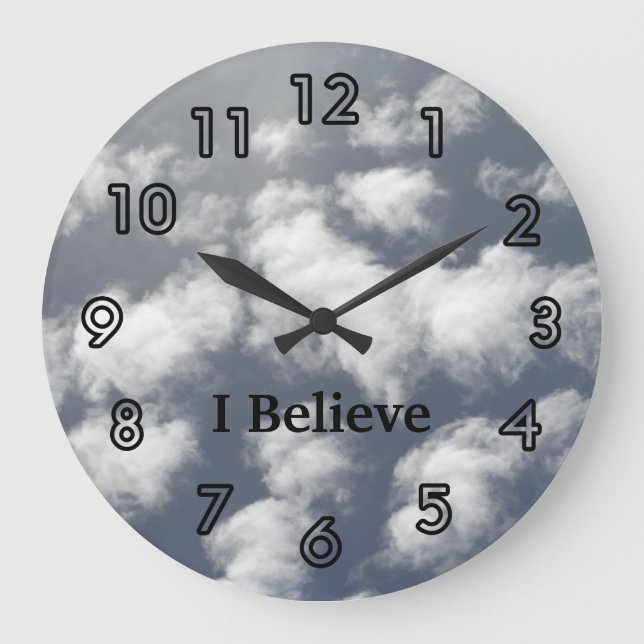 Sky Clouds Church Clocks Große Wanduhr (Vorderseite)