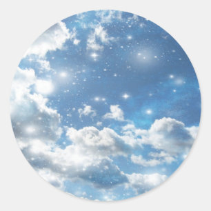 Sky Clouds Glitzern Runder Aufkleber