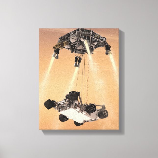 Sky Crane-Manöver während des Abstiegs der Mars Leinwanddruck (Vorderseite)