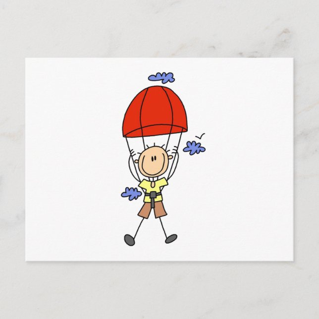 Sky Diving Strichmännchen Postkarte (Vorderseite)