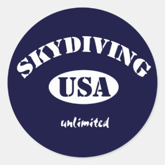 Sky Diving USA unbegrenzt Runder Aufkleber