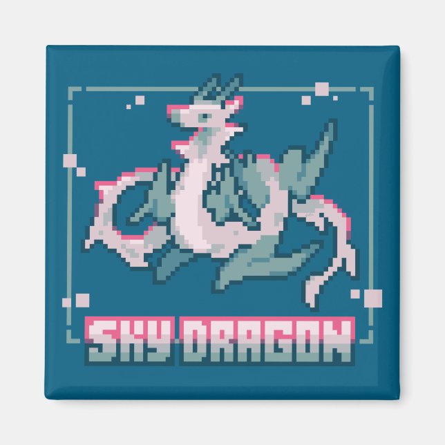 Sky Dragon, pixel art Magnet (Vorne)
