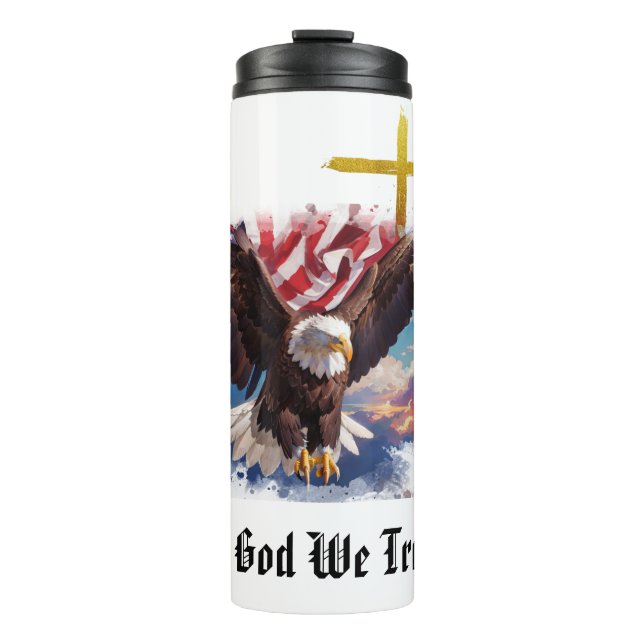 *~* Sky Eagle Christliches Patriotisches Kreuz AP1 Thermosbecher (Vorderseite)