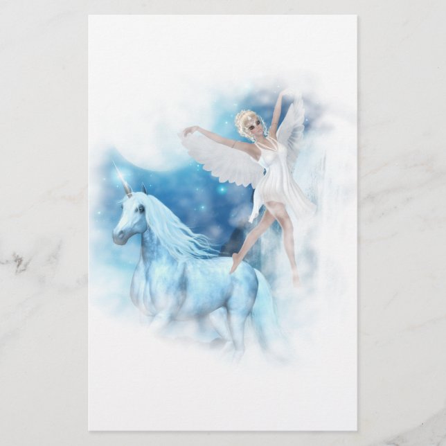 Sky Fee Asparas und Unicorn Vignette Briefpapier (Vorderseite)
