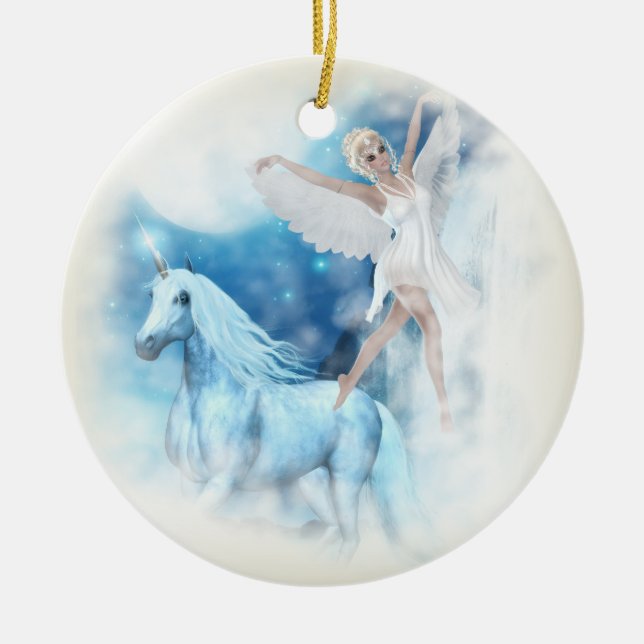 Sky Fee Asparas und Unicorn Vignette Keramikornament (Vorne)