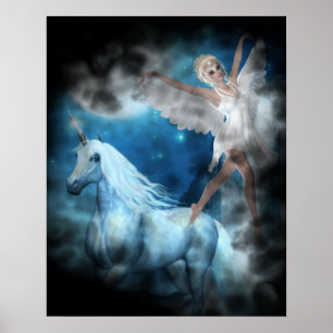 Sky Fee Asparas und Unicorn Vignette Poster