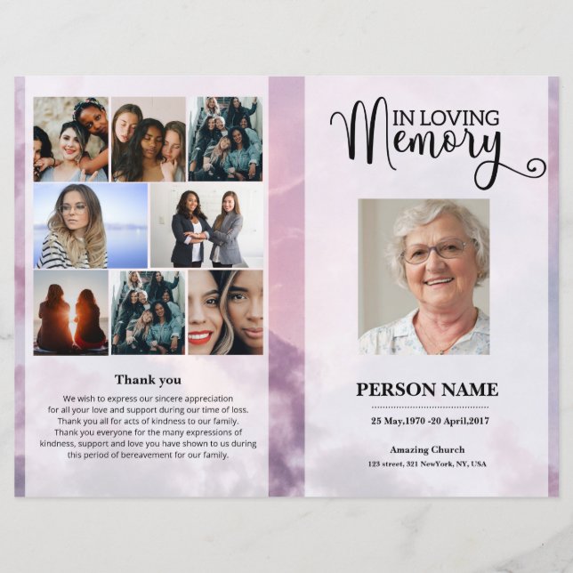 Sky  Funeral Program template (Vorderseite)