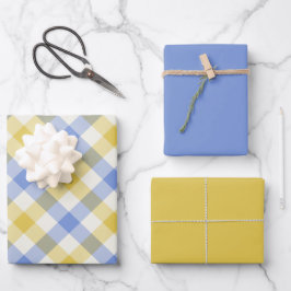 Sky Gingham Geschenkpapier Set