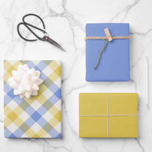 Sky Gingham Geschenkpapier Set (Vorderseite)