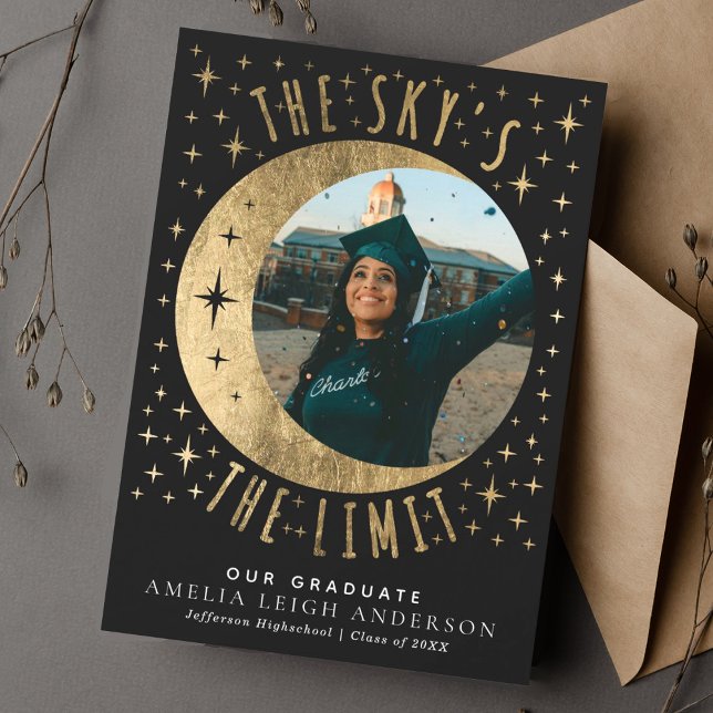 Sky ist das Limit Abschluss Foto Announcement Card Einladung (Von Creator hochgeladen)