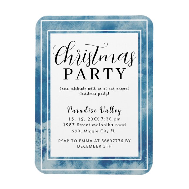 Sky Modern Dusty Blue Snowflake Magnet (Vertikal)