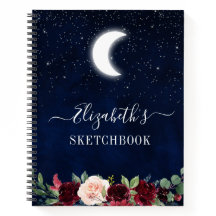 Sky Moon Stars Floral Sketchbook
