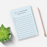 Sky | Personalized Science Teacher To-Do List Post-it Klebezettel<br><div class="desc">Wow your child's favorite teacher at the holidays or teacher appreciation week with these cool personalized to-do list post-it notes featuring a science themed pattern of microscopes, beakers, atoms, and books on a pale sky blue background. Personalize with your science teacher's name and an additional line of custom text (shown...</div>