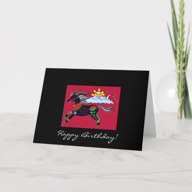 Sky Pony Ukrainian Folk Art von Vera Trembach Karte (Vorderseite)