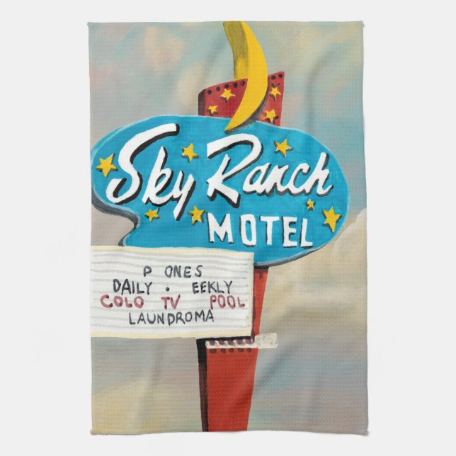 Sky Ranch Motel Sign Geschirrtuch (Vertikal)