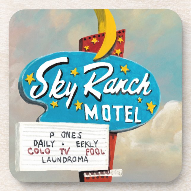 Sky Ranch Motel Sign Getränkeuntersetzer (Vorderseite)