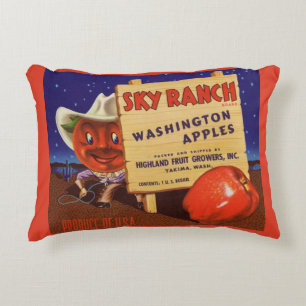 Sky Ranch Washington Apples Kratetikett der 40er J Dekokissen