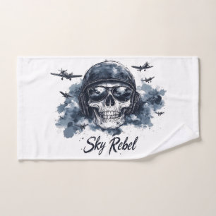 Sky Rebel Skull mit Pilot Helm und Sonnenbrille Handtuch