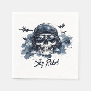 Sky Rebel Skull mit Pilot Helm und Sonnenbrille Serviette
