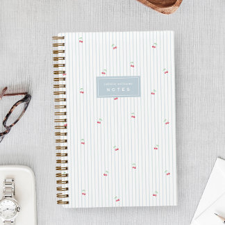 Sky | Scattered Cherry Pinstripe Personalized Notizbuch
