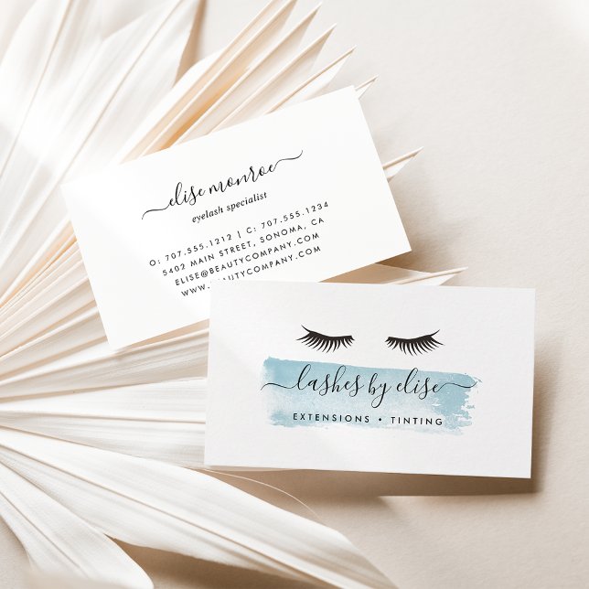 Sky Watercolor Lash Services Visitenkarte (Von Creator hochgeladen)