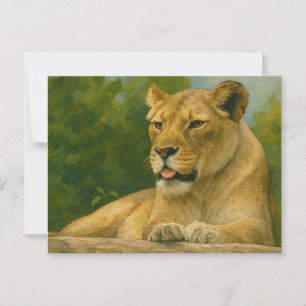 Skybound Grace - Lioness on Ledge Postkarte