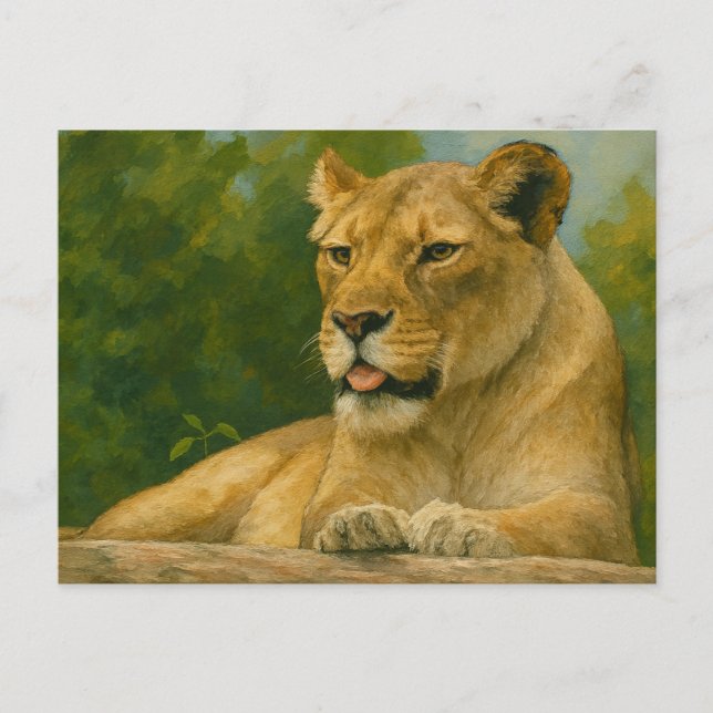 Skybound Grace - Lioness on Ledge Postkarte (Vorderseite)