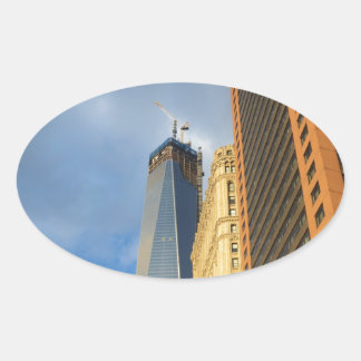 Skycraper Reflections of New York Ovaler Aufkleber