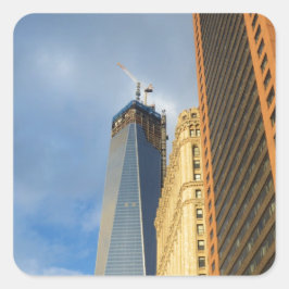 Skycraper Reflections of New York Quadratischer Aufkleber