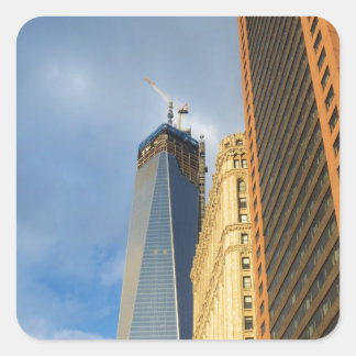 Skycraper Reflections of New York Quadratischer Aufkleber