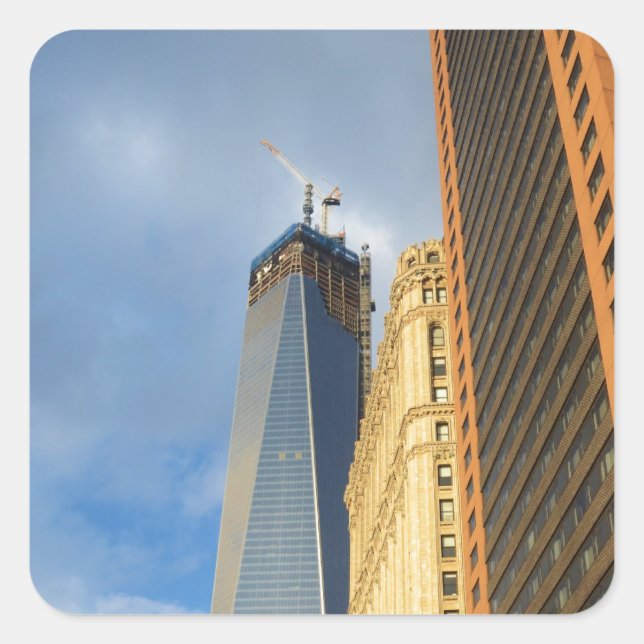 Skycraper Reflections of New York Quadratischer Aufkleber (Vorderseite)