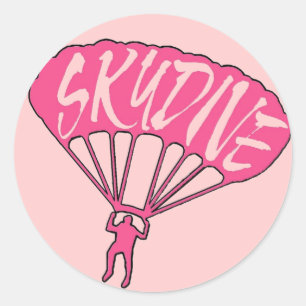 Skydive-Fanatikkleber aus rosa Theme Runder Aufkleber
