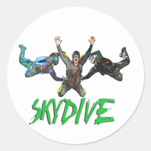 Skydive - grüner Text Runder Aufkleber