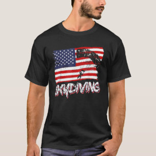 Skydive Parachute Skydiver Parachutist USA Flag Di T-Shirt