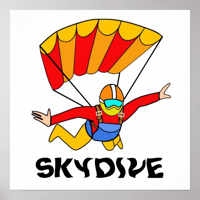 Skydive Red Yello Parachute Poster (Vorne)