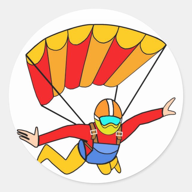 Skydive Red Yello Parachute Runder Aufkleber (Vorderseite)