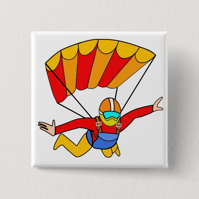 Skydive roter Yello Fallschirm Button (Vorderseite)