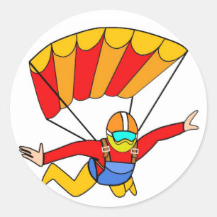 Skydive roter Yello Fallschirm Runder Aufkleber