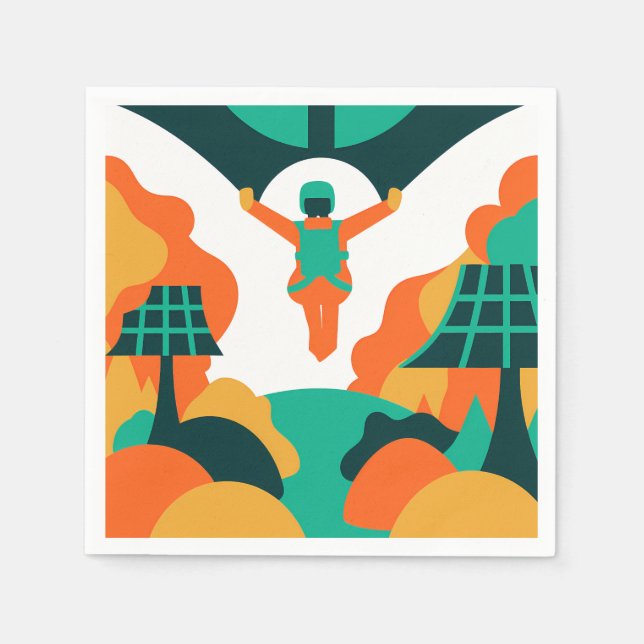 Skydiver Descending Over Solar Powered Landscape Serviette (Vorderseite)