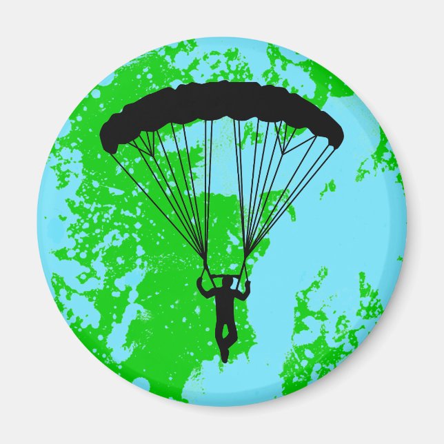 Skydiver Silhouette Magnet (Vorne)