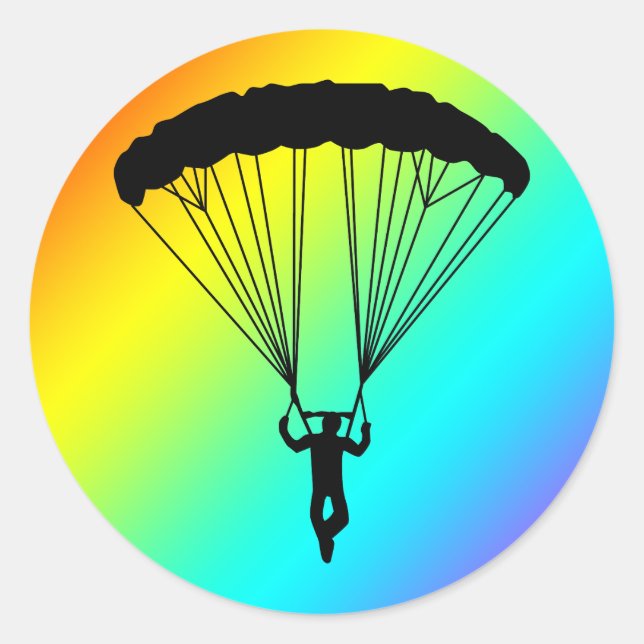 Skydiver Silhouette Runder Aufkleber (Vorderseite)