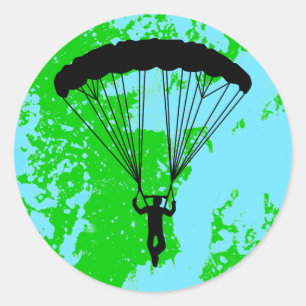 Skydiver Silhouette Runder Aufkleber